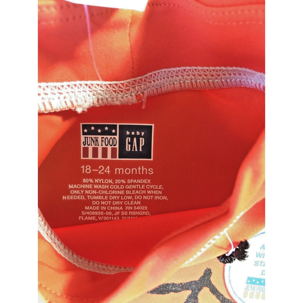 SPIDER-MAN Shirt Junk Food Baby Gap 18-24 Mo. UPF 50+ Rash Guard Beachy Vacation - Picture 2 of 3